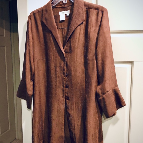 Coldwater Creek long shirt, Great for fall! Textured, linen like, over shirt! - Picture 2 of 5